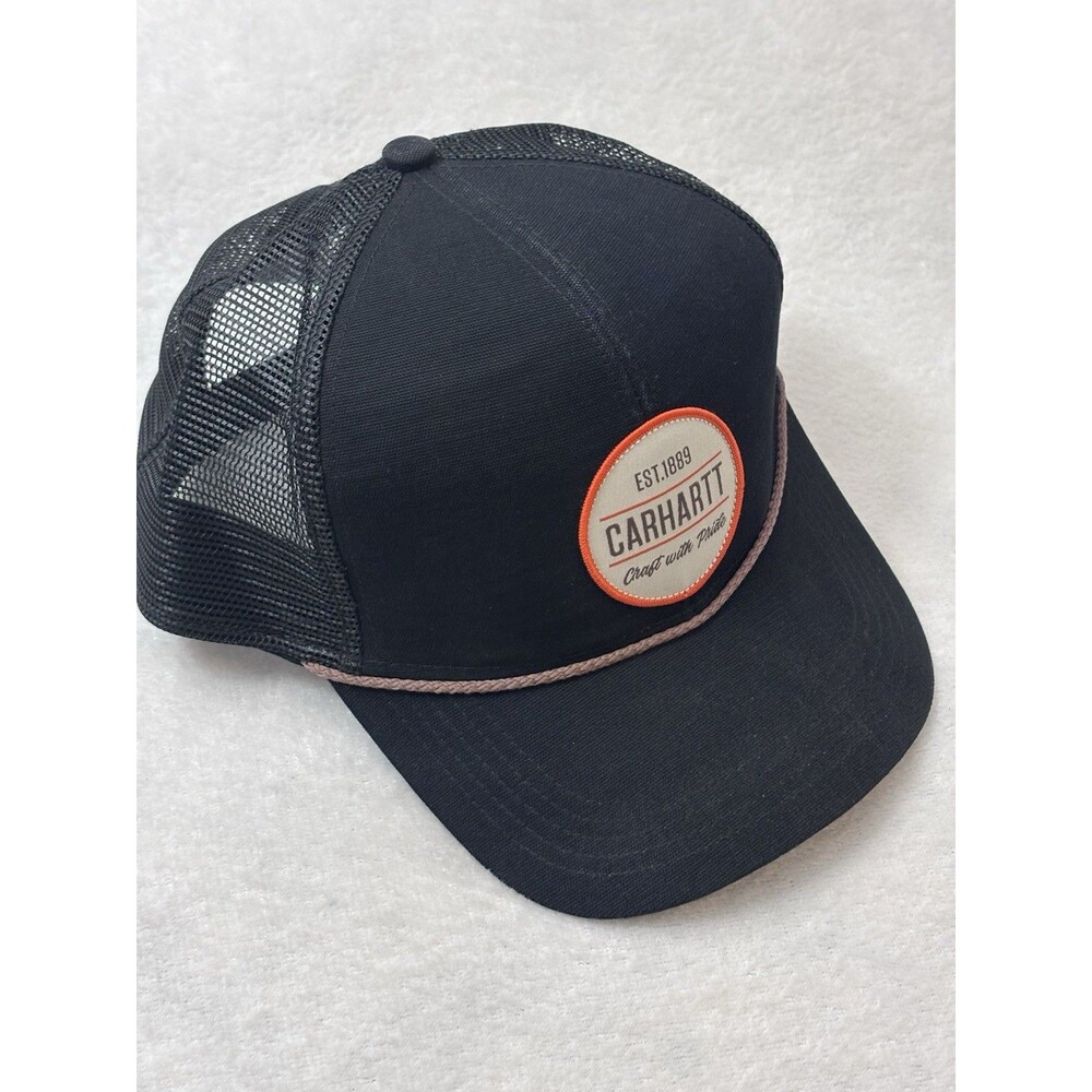 Carhartt Black Snapback Rope Trucker Hat Cap Craft with Pride Patch Logo
